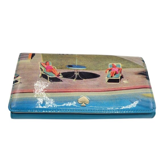 Kate Spade Poolside Wish You We’re Here Dive In Wallet Poolside Print *READ* - Picture 3 of 13